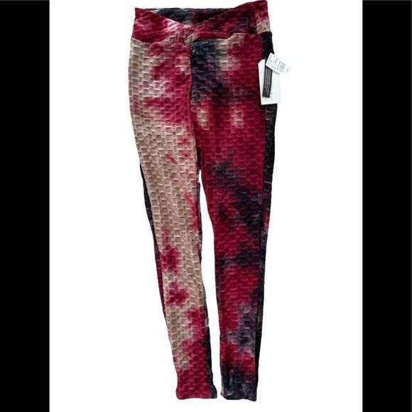 NEW with tags Eye Candy Waffle pattern polyester spandex blend tie dye leggings - Picture 2 of 5